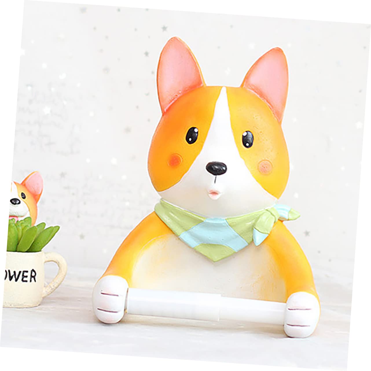 Portarrollos de Papel Higiénico Colgante Forma de Corgi de Resina | 1, Diseño de Perro, Almacenamiento de Pañuelos, Decoración Mural, Estilo Compacto