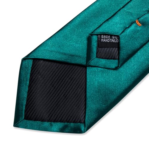 Image of DiBanGu Mens Solid Color Tie and Pocket Square Set Woven Silk Plain Necktie & Handkerchief for Men Wedding Party Formal