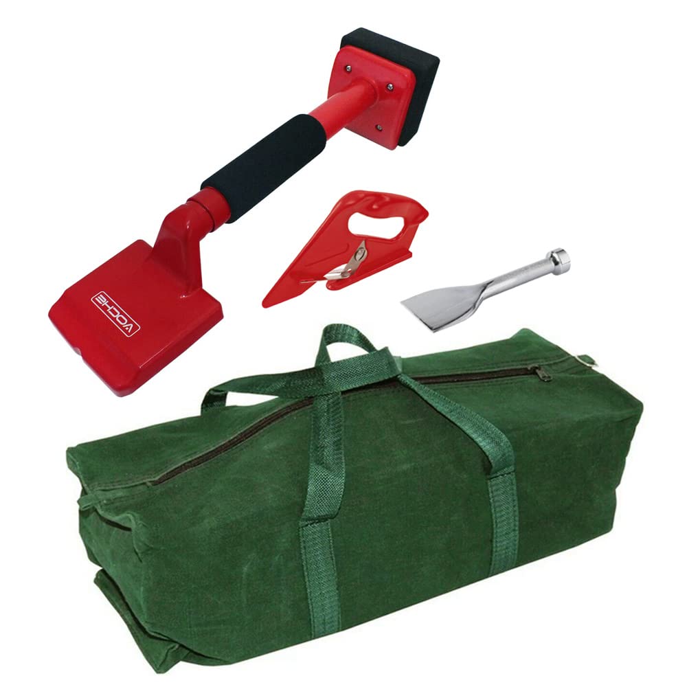 Voche® 4pc Carpet Knee Kicker Stretcher Cutter Bolster Tools Set + 18"" Tool Bag