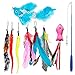 9 Pezzi Gatto Giocattolo Piuma Interattivi Retrattile, 1 Bacchetta Rod con Un palo telescopico e 8 Ricariche Piume con Campana, Vermi, Pesci Volanti Blu, per l'esercitazione per Gatti e Gattini