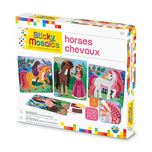 Orb The Factory Sticky Mosaics Horses Arts & Crafts, Brown/Yellow/Pink/Green, 12" x 2"