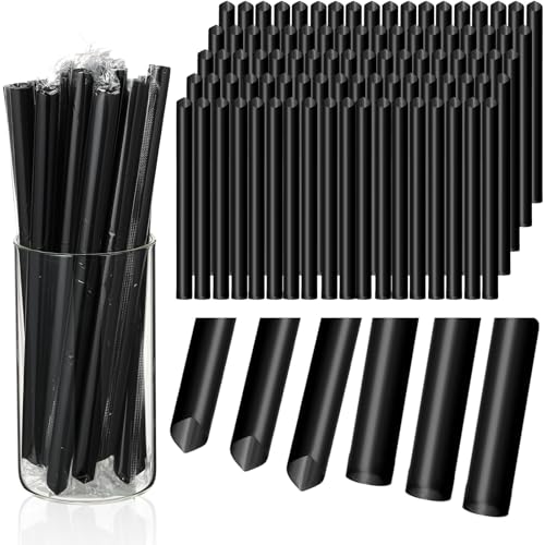 400 pitillos jumbo negros para smoothie y bubble tea miniatura 1