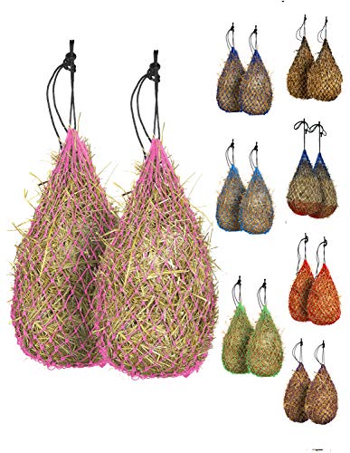 Majestic Ally 2 pcs Slow Feed 42” Hay Net for Horses Strong Small 2x2” Holes, Nylon Rope Hanging