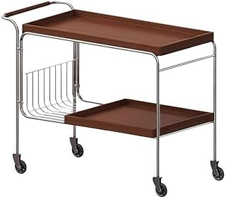 Vintage Wooden Bar Cart with Wheels, Movable Coffee Table Side Cart with...