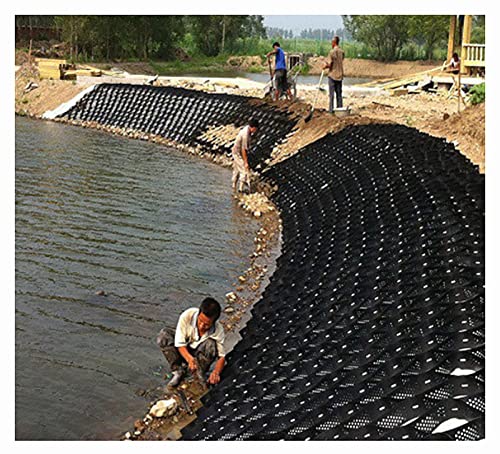 River Bank Embankment Grid Erosion Control, Mud Control Grid Heavy Geogrid Slope Ground Grid 2in/ 4in, Scalable Soil Muds Support Mesh Permeable Pavers ( Color : H 10cm(4in) , Size : 1x6m(3.3ftx20ft)