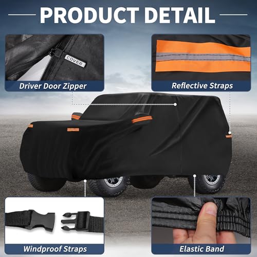 Image of X AUTOHAUX Car Cover Outdoor Waterproof Sun Rain Snow Hail Protection with Left Side Door Zipper Aluminum Film for Ford Bronco Sport Black
