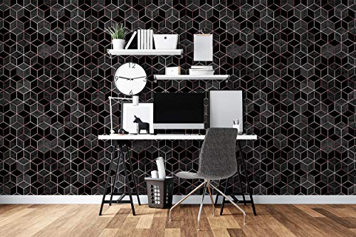 Image of DWELLSINDIA Geometric in Black Self Adhesive Wallpaper Waterproof, Scratch Resistant, Laminated 41cm x 244cm