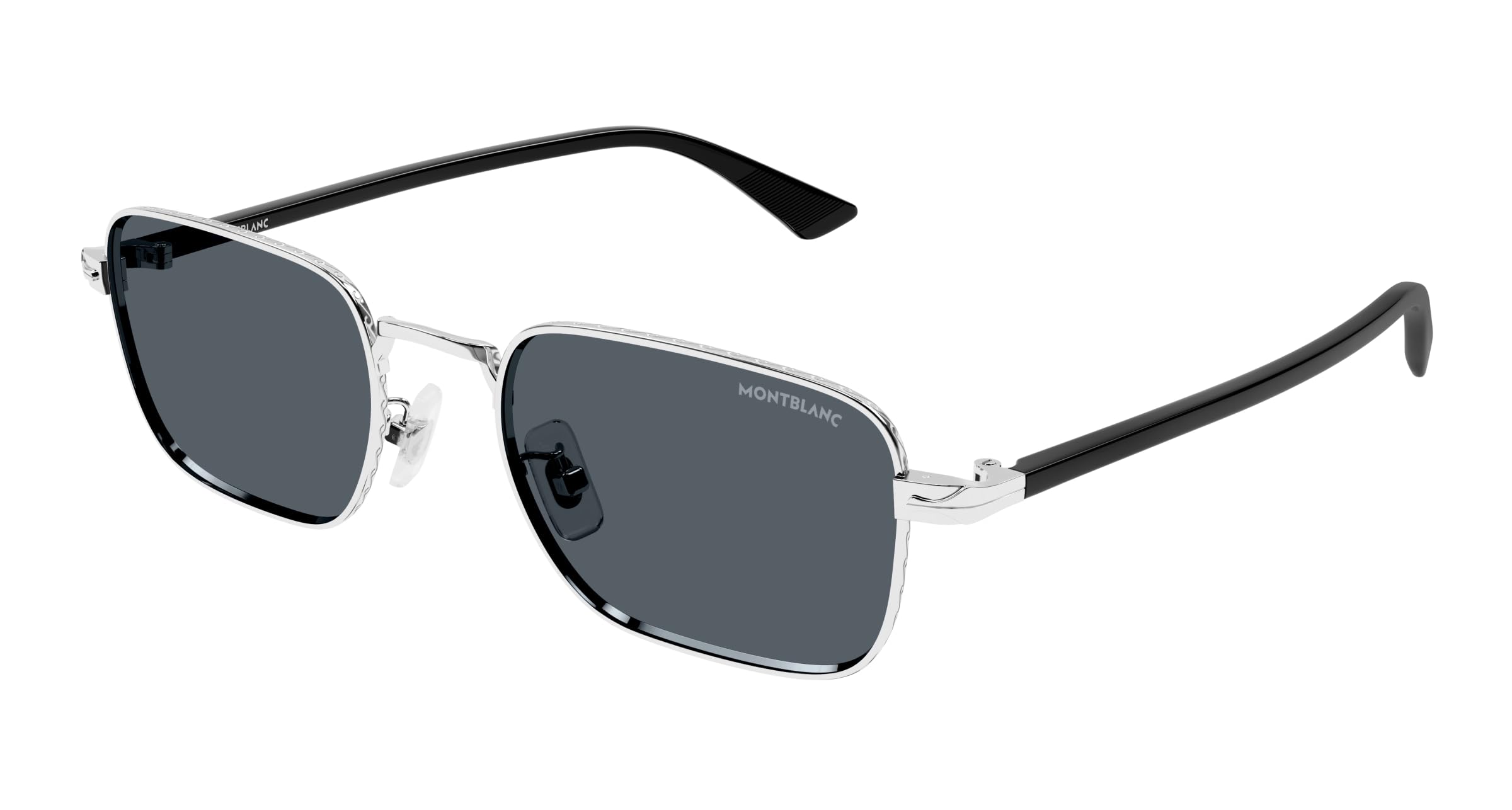 Mont Blanc(モンブラン)MB594S メンズサングラス Vintage Montblanc MB 0339S 003 Silver Metal Rectangle Sunglasses Blue Lens