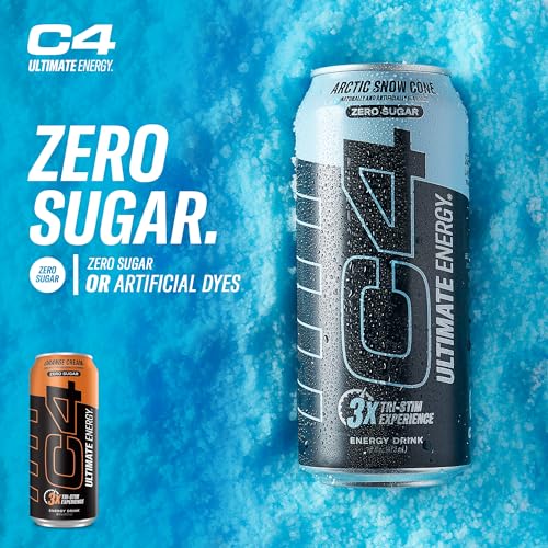 Cellucor C4 Ultimate | Pre Workout Sugar Free Energy Drink | Tri-Stim Experience with 300mg Caffeine + TeaCrine + Dynamine | Orange Cream| 16oz (Pack of 12)