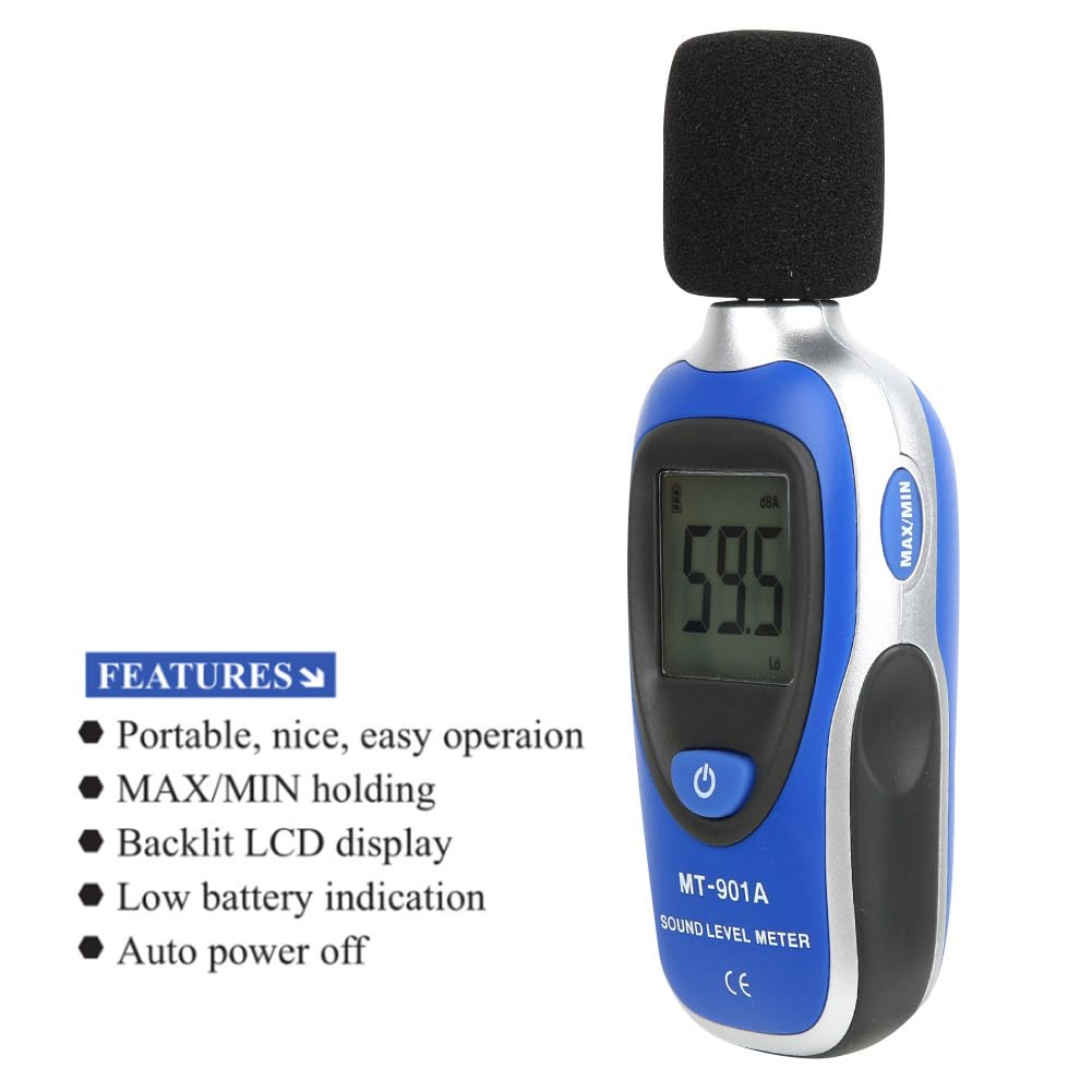 Sound Level Meter,MT-901A Portable LCD Digital Sound Level Meter Noise Detector Tester Data Decibel Measurement 30-130dB for Home and Industrial Use