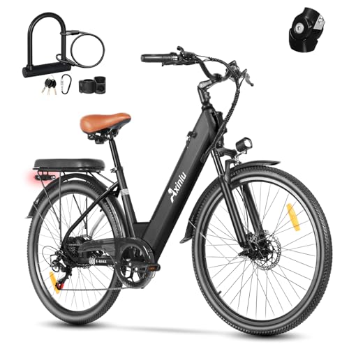 Axiniu Electric Bike for Adults, 26 Inch Step Through Bicycle, Peak 750W Brushless Motor, 36V 13Ah Removable Battery Range UP to 40Miles (PAS 1), Max 22Mph, Outdoor City Commuter Ebikes Women Black