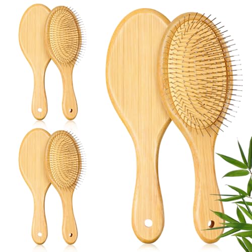 6pcs Bamboo Hair Brush Set for All Hair Types