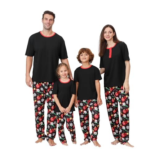PYAEAS Christmas Pajamas for Family Matching Holiday PJ's Jammies Sets with Short Sleeve Tee and...