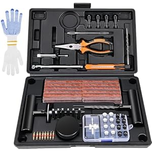 Kohree 98Pcs Tire Repair Kit, Heavy Duty Tire Plug Kit, Universal Tire Patch Kit to Fix Punctures & Plug Flats, Tire Repair Tools for Car, Truck, RV, Jeep, ATV, Tractor, Trailer, Motorcycle