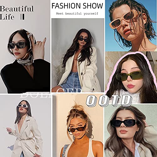 Image of BOJOD Rectangle Sunglasses for Women Men Fashion Trendy Chunky Frame 90s Rectangle Sunglasses