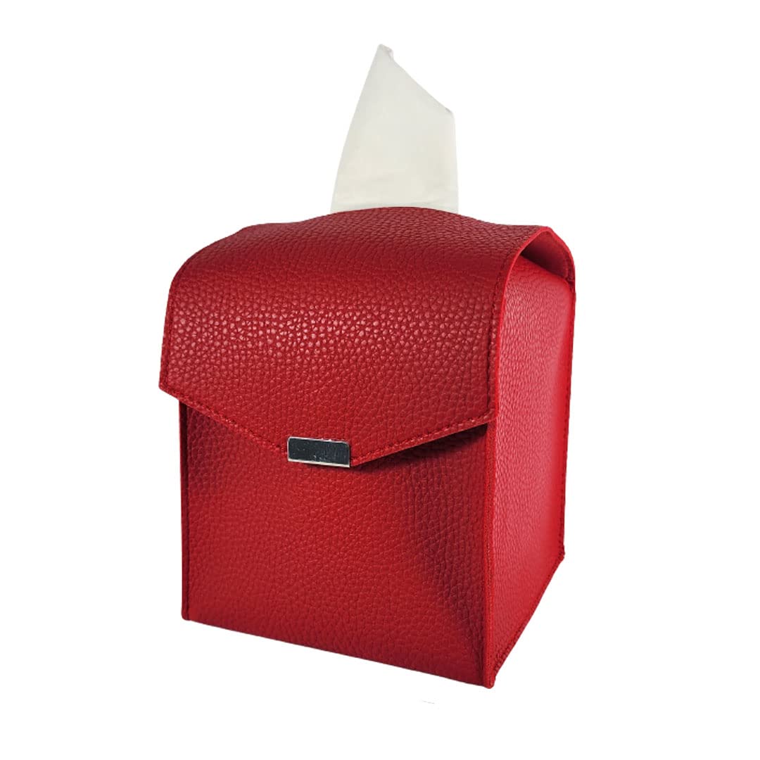 Tissue Box Cover Caliduri, Genuine PU Leather, Gorgeous Modern Square Tissue Box Holder, Stylish Decorative Holder/Organizer for Bathroom Vanity, Office, Bedroom, & Living Room 5