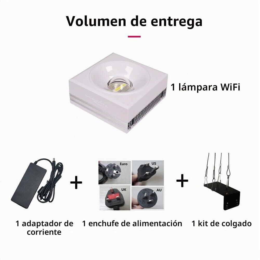 PopBloom RL90 WiFi luz led Acuario Marino, lampara Acuarios Pantalla led Acuario Coral, Luces para acuarios (1 lámpara con kit para colgar)