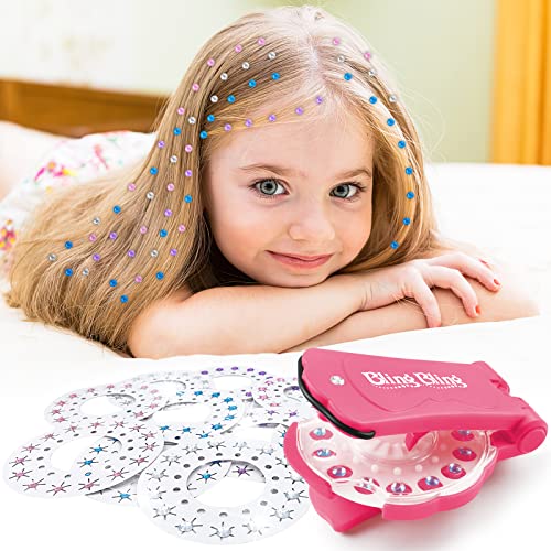 Decoration Deluxe Set, Glam Collection Hair Kit With Rhinestones, Comes With Glam Styling Tool and 180 Gems, Quick Gems Make Your Hair Look Frozen - Load, Click, Bling!