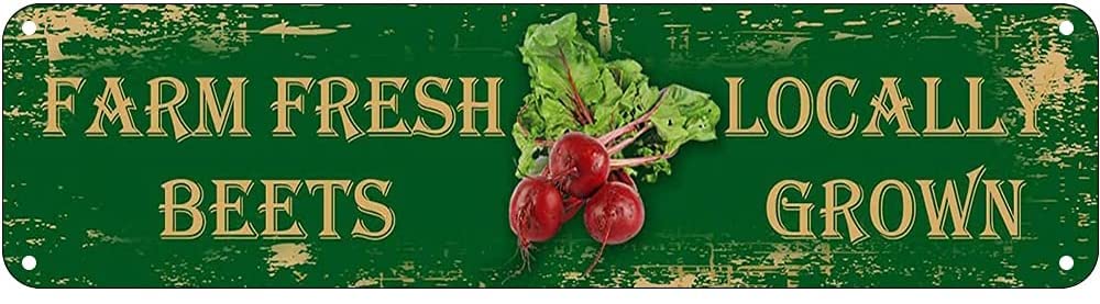 Farm Fresh Beets Retro Tin Signs Aluminum Metal Sign for Kitchen Home Garden Wall Bar Cafe Decor 4x16 Inch