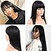 West Kiss Hair Straight Wig With Bangs Human Hair 16 Inch Glueless Machine Made Wigs For Black Woman Replacement Wigs Natural Color (16 Inch, wig with free part bangs)