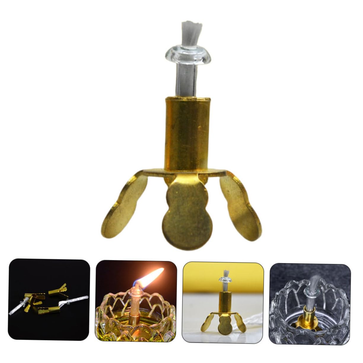 TOYANDONA Lot de 2 Supports à Mèches pour Lampe à Huile Bouddhiste, Petits Porte-mèches Réglables, Base Épaisse Robuste, Accessoires pour Prière en Maison et Temple, Métal Poli, Couleur