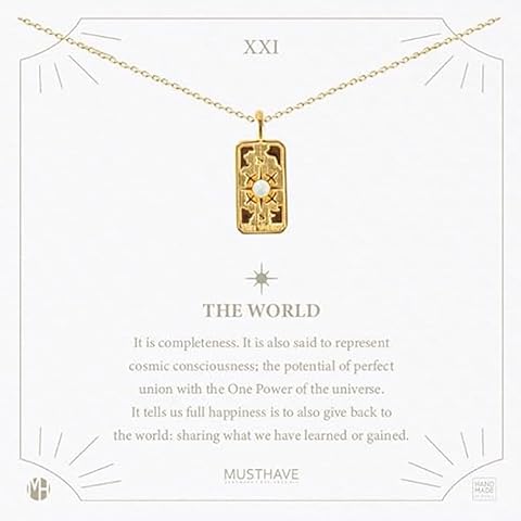 MUSTHAVE Tarot Card 18K Gold Plated Necklace with message card, yellow gold color, Anchor Chain, Best Gift Necklace, Size 16 inch + 2 inch Extender, Opal Necklace, Gift card