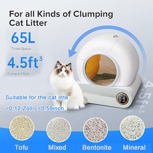 Lettiera automatica autopulente per gatti, grande capacità, con rimozione degli odori e controllo tramite app, garantisce la massima igiene e comfort per il tuo gatto