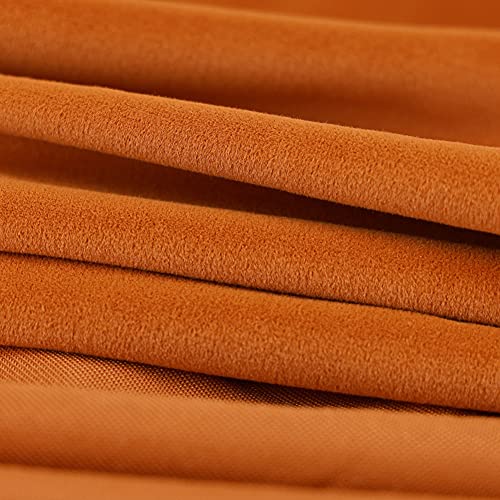 Blackout Curtains Velvet Thicken Thermal Insulated Opaque Curtains Pencil Pleat, for Livingroom Bedroom 2 Panels,Orange,W120xL140cm - Image 4