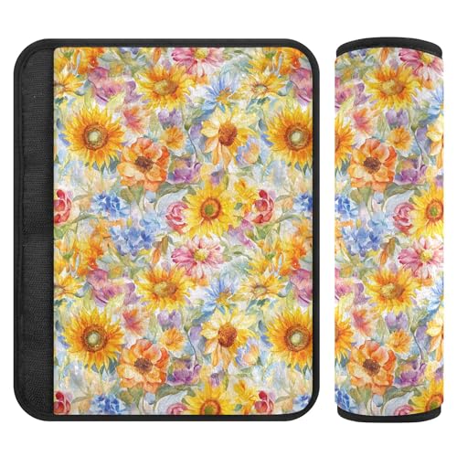 Sunflower Summer Pittura a olio copertura per cinghia di sedile auto morbida confezione da 2 protezioni per tracolla per donne accessori interni