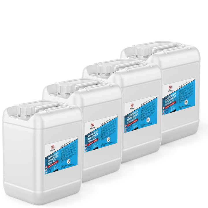 Ammonium Hydroxide 29% ACS Grade - 4 x 5 Gallon Pails - Reliable pH Adjustment and Cleaning Agent