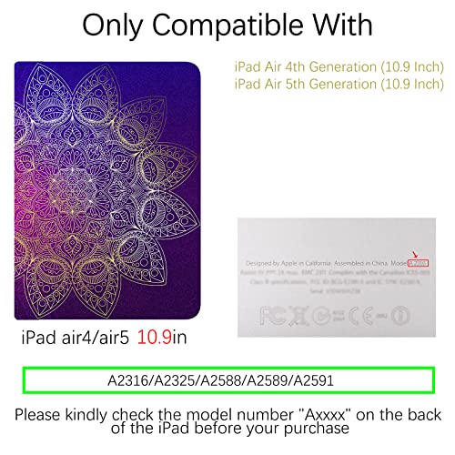 Berkin Arts for iPad Air 4th/5th Generation Case (10.9 Inch) Case 2020/2021 Folio Case Premium Leather Cover Holography Ornate Designs Indigo Occult Pattern Intricate Galactic - Image 2