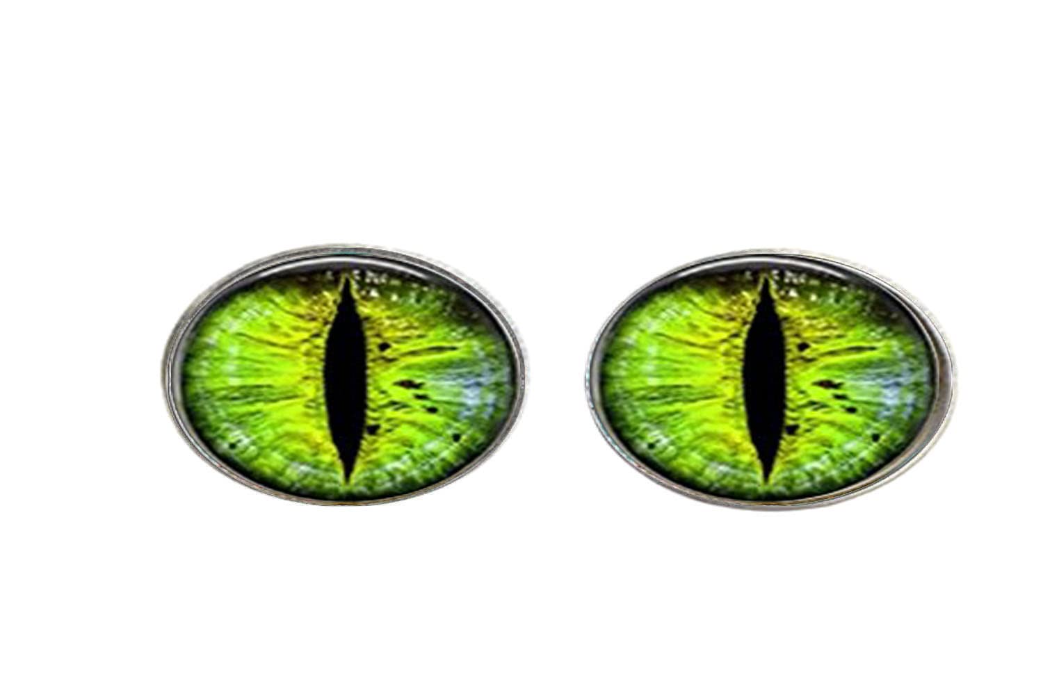 handmade Cufflink, Green Dragon eye Glass Dome Cufflink ,jewelry
