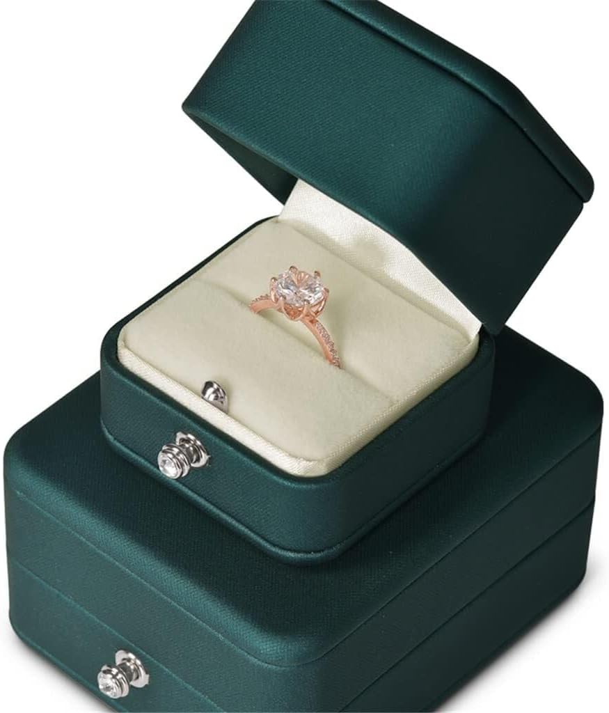 Ring Box Necklace Box Jewelry Storage Jewelry Organizer Birthday Gift Box for Proposal Engagement Wedding(4.8 * 4.8 * 5cm)