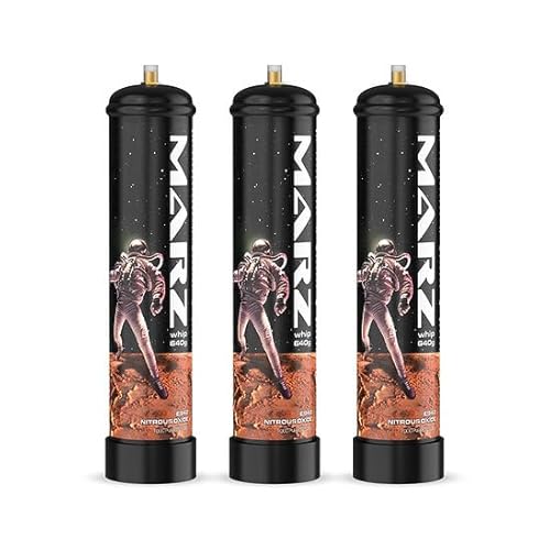 Marz Premium Whipped Cream Charger 680g 1.1L - Food Grade Nitrous Oxide Tank Pure Flavored N2O Chargers - For Any Standard Whipping Cream Dispenser – (3 Cylinders 680g 1.1L)