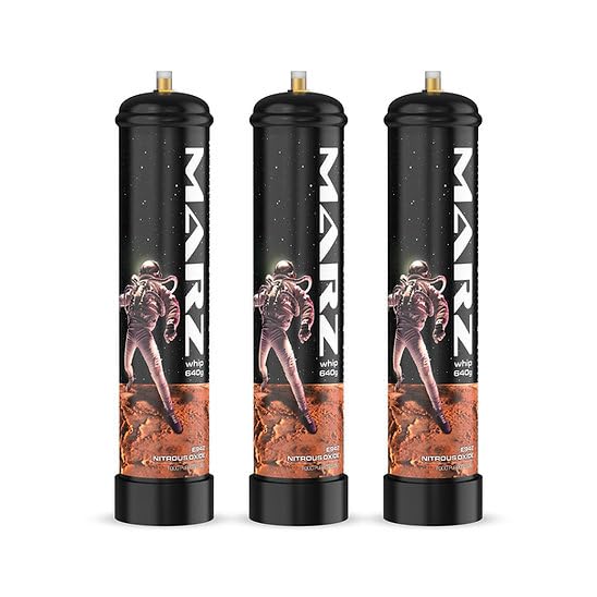 Marz Premium Whipped Cream Charger 680g 1.1L - Food Grade Nitrous Oxide Tank Pure Flavored N2O Chargers - For Any Standard Whipping Cream Dispenser – (3 Cylinders 680g 1.1L)