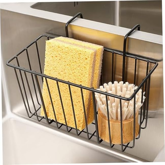Kitchen Sink Organizer Stainless Steel Hangable Hollow Sponge Holder Thickened Waterproof Sink Caddy