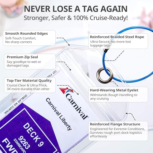 Cruise Ship Essentials for Carnival, Princess, NCL, MSC by JOLLYANTS, Cruise Luggage Tag Holders, Cruise Must Haves Waterproof & Reusable2