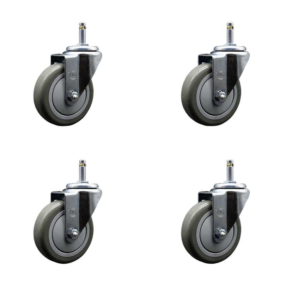Polyurethane Swivel Grip Ring Stem Caster Set of 4 w/4