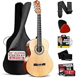 Pyle Beginner Acoustic Guitar Kit, 3/4 Junior Size All Wood...