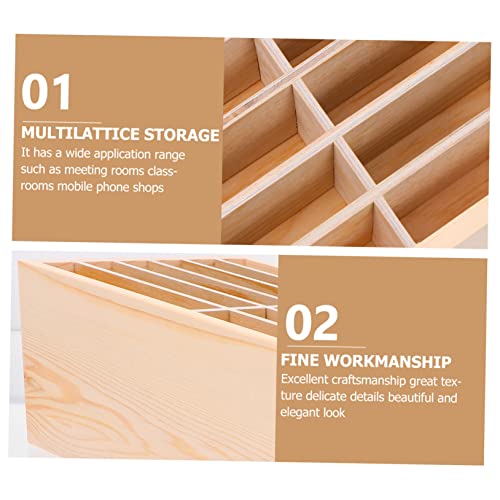 GRIRIW Wooden Mobile Phone Storage Box 12 Grid Desktop Organizer for Office Classroom Meeting Room Temporary Phone Holder Display Rack - Image 2