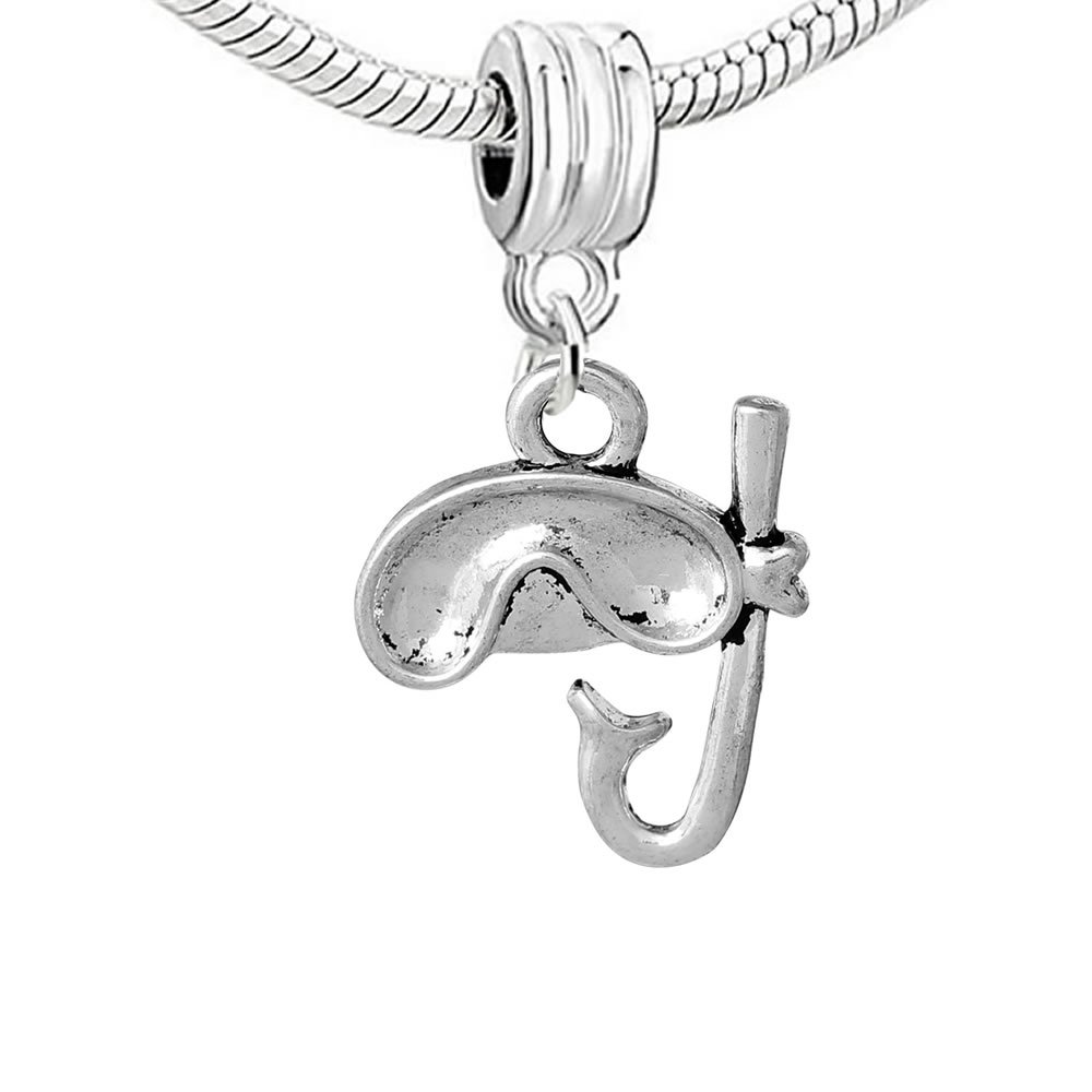 Sexy Sparkles Scuba Diving Mask and Snorkel Charm Bead for European Snake Chain Charm Bracelet