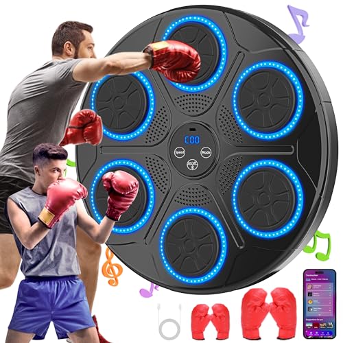 Music Punching Machine Boxing for Kids/Adults, 9 Modes & 9 Speeds Bluetooth Arcade Machine with Boxing Gloves, Large Size Wall Mounted Punching Boxing Equipment