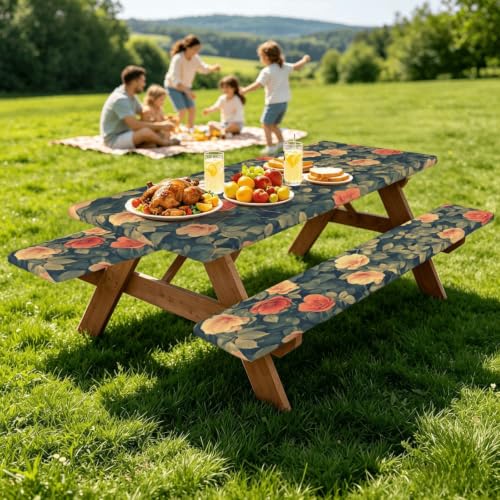 Mantel ajustable de elastano elástico lavable para mesa de camping rectangular 8
