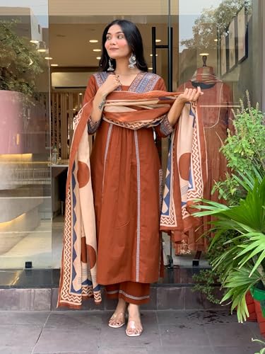 Image of ANNI Designer Women's Rayon Viscose Straight Printed Kurta with Pant & Dupatta Set | Ethnic 3-Piece Readymade Suit for Women | Elegant Festive & Office Wear Traditional Outfit