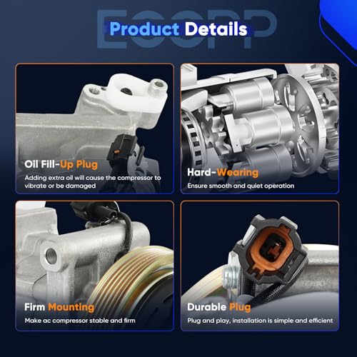 Image of ECCPP AC Compressor 1998-1999 for Nissan for Sentra 1.6L 2.0L | 1998 for Nissan 200SX L4 1.6L 2.0L Fast Cooling AC Compressor with Clutch