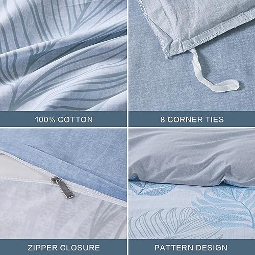 Saphreas Twin Size Duvet Cover 2Pcs Blue Monstera Leaf Printed Duvet Cover Set Tropical Botanical Palm Leaves Bedding Comforter Cover Set With Zipper Closure 1 Quilt Cover 1 Pillow Sham thumb #4