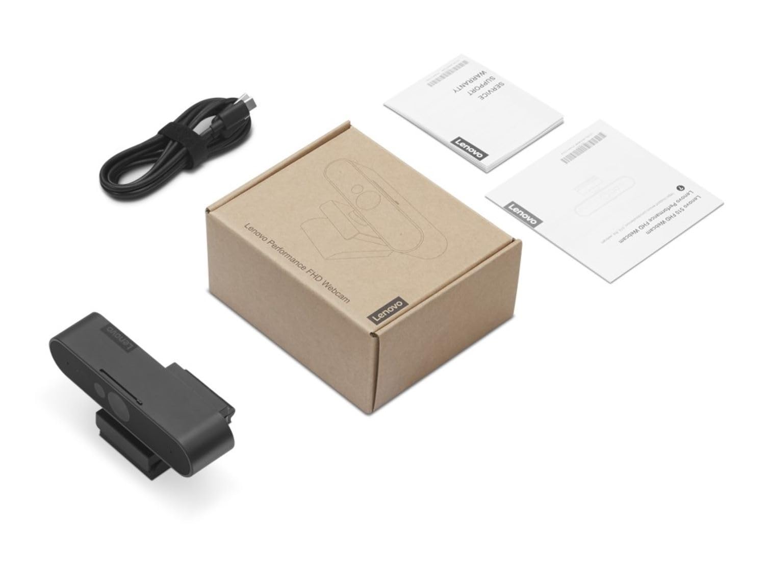 Lenovo HD 1080p Webcam (510 FHD)- Black w/ 4X Digital Zoom, 95° Wide Angle, 360° Rotation Pan & Tilt, Dual Microphones & Windows Hello