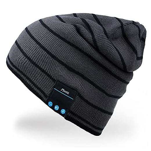 Bluetooth Beanie Hat, Bluetooth Beanie for Men Women, Beanie with Bluetooth Headphones, Music Hat with Bluetooth Speaker, Bluetooth Hats Bluetooth Skully Cap, for Dad Teens Husband