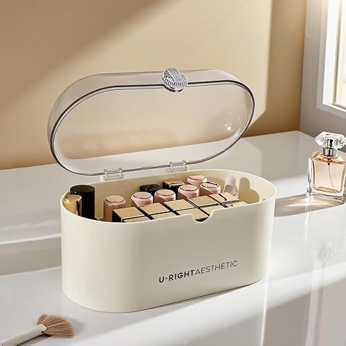 Miniatura 2 de PLOPONOM Organizador de lápiz labial para más de 20 espacios, organizador de perfume con cubierta, soporte para lápiz labial con partición