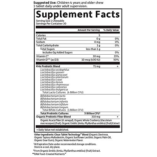 Image of Garden of Life Dr. Formulated Probiotics Organic Kids+ Plus Vitamin C&D-Watermelon-Gluten,Dairy&Soy Free Immune-&Digestive Health Supplement,No Added Sugar,30 Chewables (Shelf Stable),(Pack of 2)